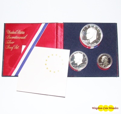 1976 Silver Proof 3 Coin Set - Bicentennial